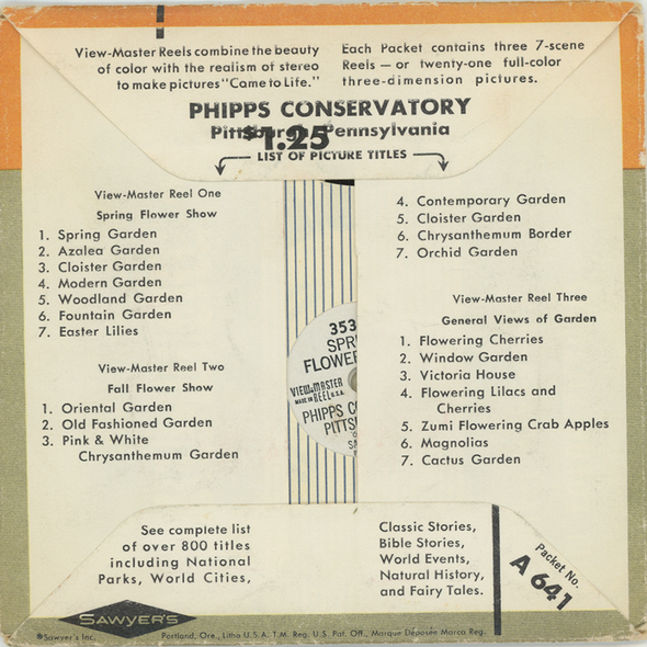 Phipps Conservatory - View-Master 3 Reel Packet - 1950's views - vintage - (A641-SU)