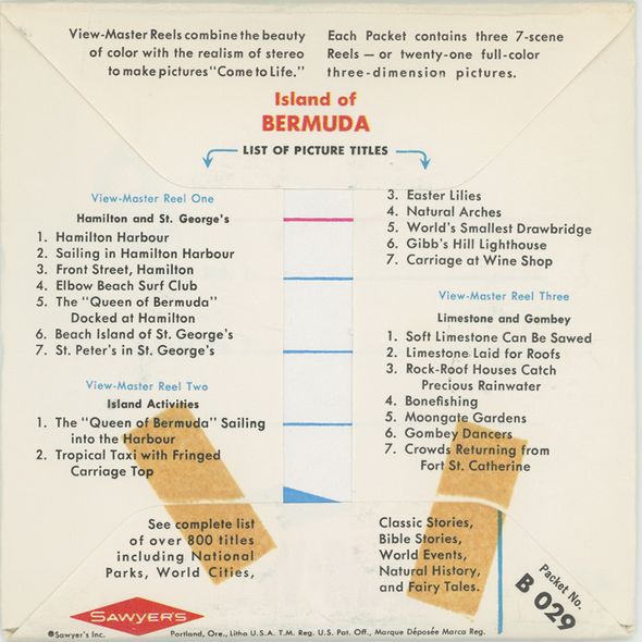 Bermuda - View-Master 3 Reel Packet - 1960's views - vintage - (B029-S6A)