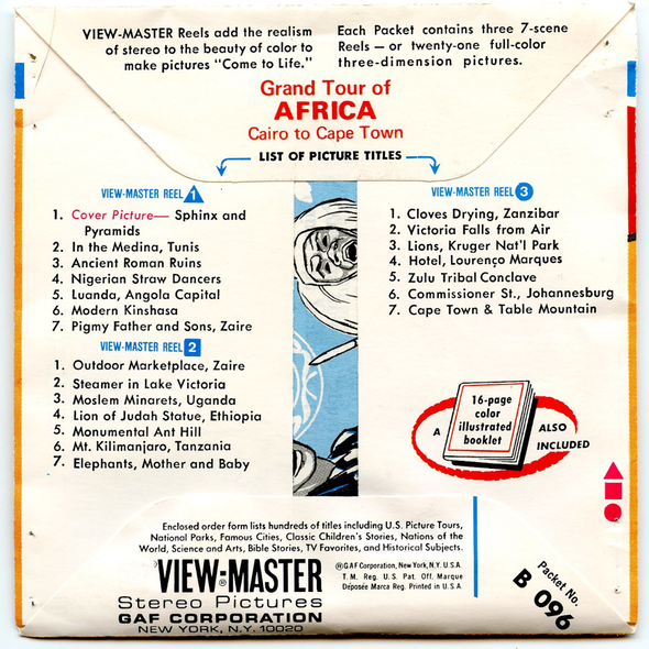 Grand Tour of Africa - View-Master - Vintage 3 Reel Packet - 1970s views (ECO-B096-V1NK)