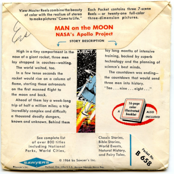 Man on the Moon - View-Master - Vintage 3 Reel Packet - 1960s views (ECO-B658-S6)