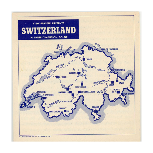 Switzerland - B185 - Vintage Classic View-Master-3 Reel Packet- 1960s Views