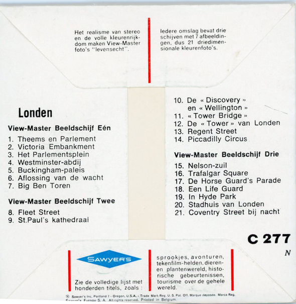 ViewMaster - London - C277 - Vintage - 3 Reel Packet - 1960s Views