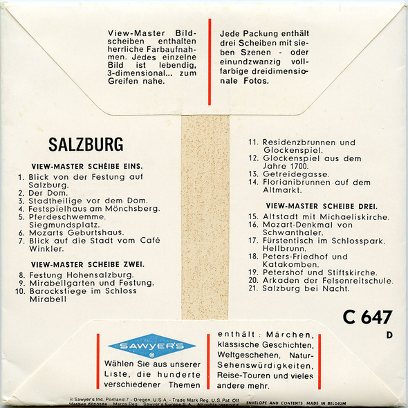 Salzburg - BS6 - Vintage Classic View-Master 3 Reel Packet - 1960s views