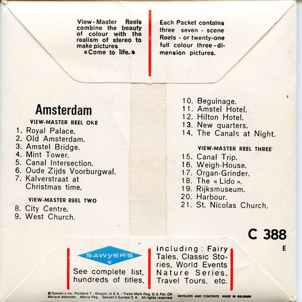 ViewMaster Amsterdam - C388E Vintage Classic - 3 Reel Packet - 1960s views