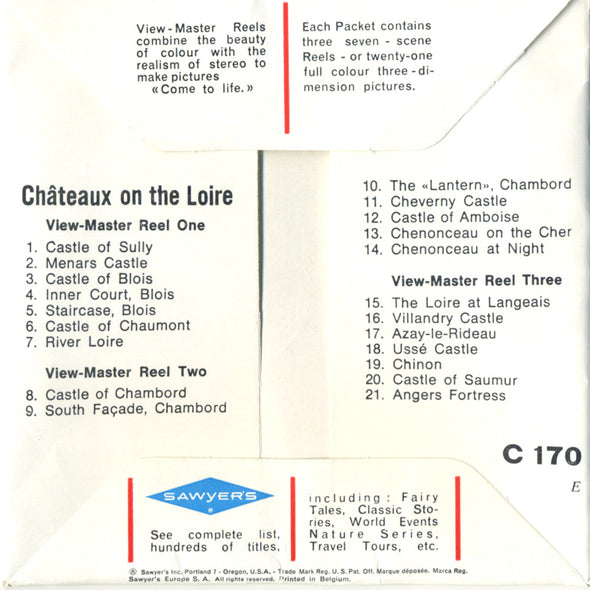 ViewMaster - Chateaux on the Loire - C170E - Vintage Classic - 3 Reel Packet - 1950s views