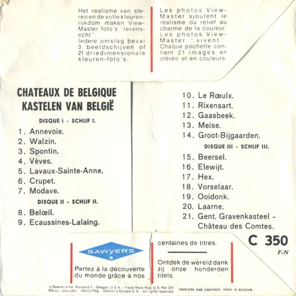 ViewMaster - Chateaux Kastelen - C350FN - Vintage Classic - 3 Reel Packet - 1950s views