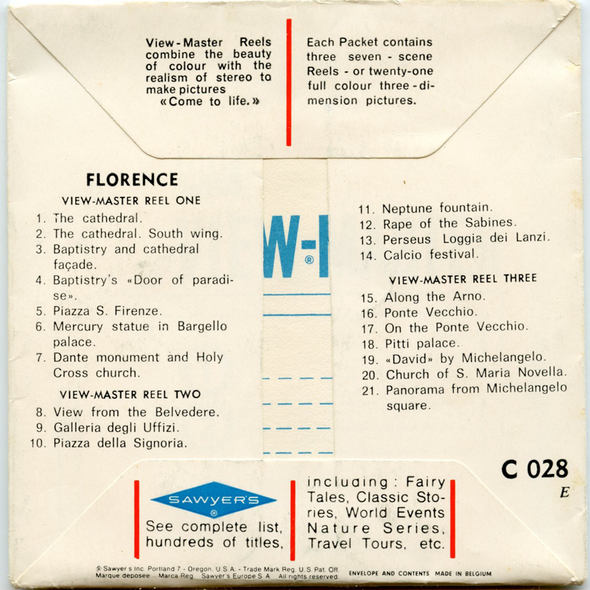 ViewMaster - Florence (Italy) - C028 - Vintage - 3 Reel Packet - 1960s views