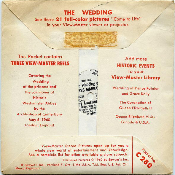 Wedding of Princess Margaret - C280 - Vintage Classic View-Mister - 3 Reel Set - 1960s Views