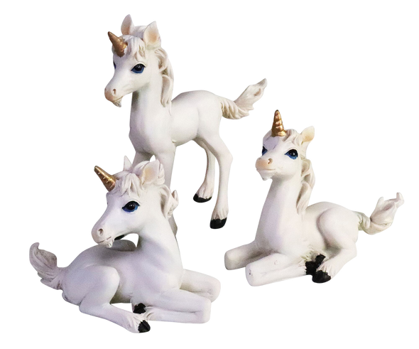 Pony Unicorns - Set of 3 (Standing and Sitting)  Figurines - Beautiful Detail