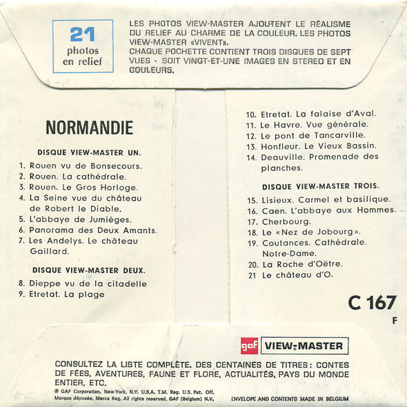 Normandie - C167F - Vintage Classic View-Master - 3 Reel Packet - 1960s Views