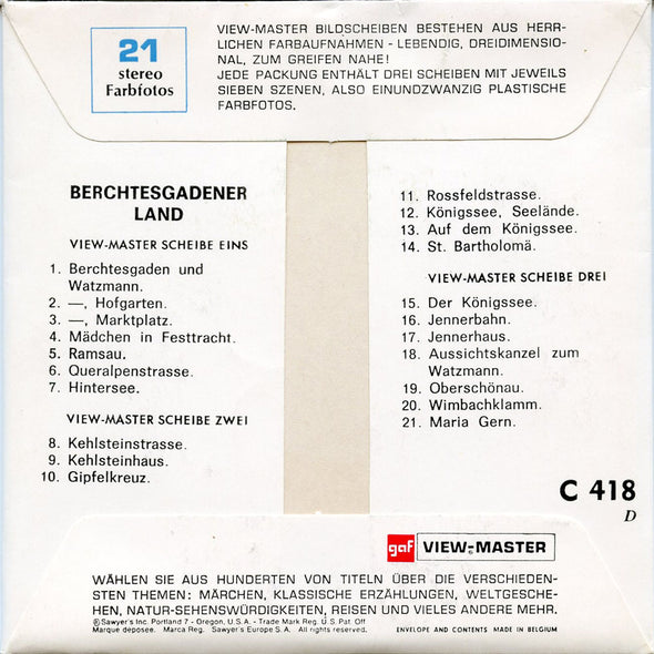 ViewMaster Berchtesgadener - Land - C418D - Vintage CLassic  - 3 Reel Packet - 1960s Views