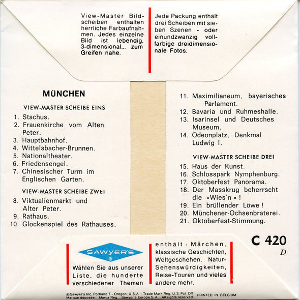 Munchen - C420D  - Vintage Classic View-Master -  3 Reel Packet - 1960s Views
