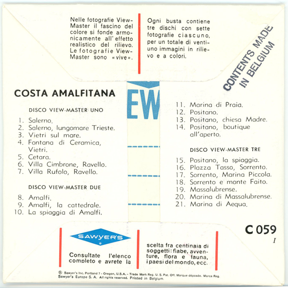 View-Master - Costa Amalfitana - C059i - Vintage - 3 Reel Packet - 1960s views