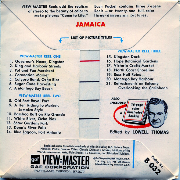 ViewMaster - Jamaica - B032 - Vintage - 3 Reel Packet - 1960s views