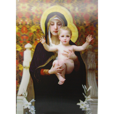 Virgin of Lilies & Child Bouguereau - Christian - 3D Lenticular Poster - 12x16 Print