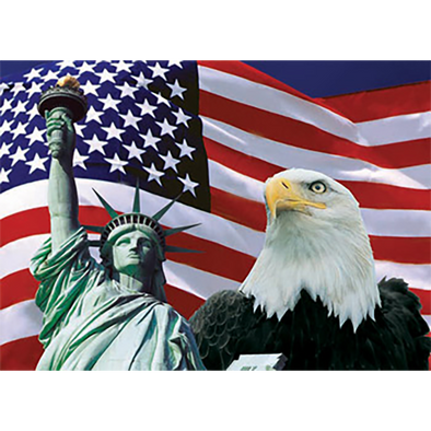 Statue of Liberty, Flag, Eagle - 3D Lenticular Poster - 12x16 Print