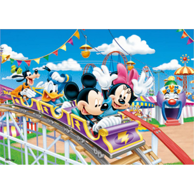 Mickey Mouse and Friends ride the Roller Coaster - Disney - 3D Lenticular Poster - 10x14