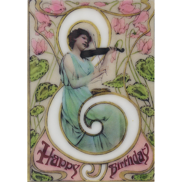 2 Vintage style Happy Birthday - 3D Action Lenticular Postcard Greeting Cards