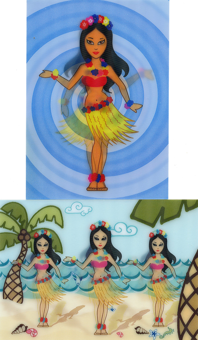 2 - 3D Motion Lenticular Postcards Greeting Cards of HULA-GIRLS DANCING - NEW