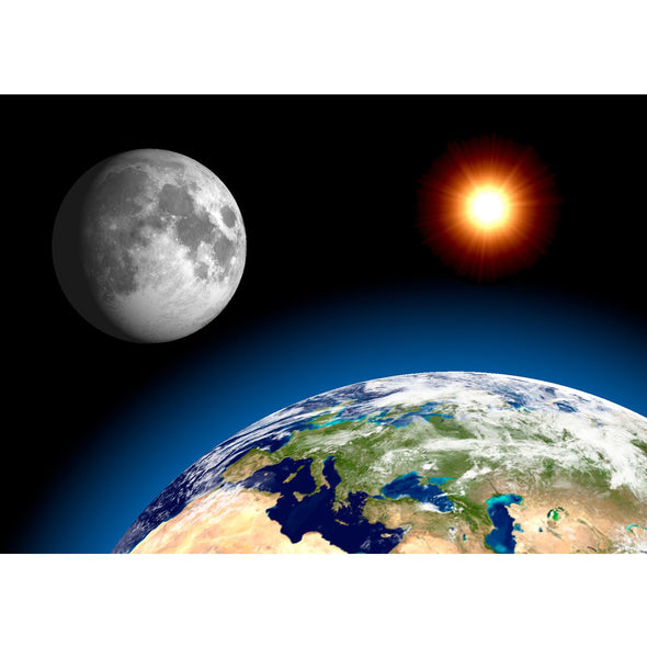 Earth, Moon, Sun - 3D Lenticular Postcard Greeting Card