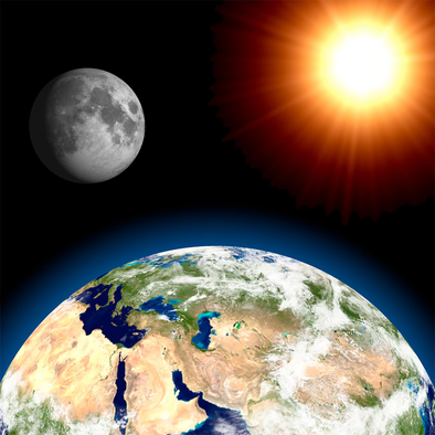 Earth, Moon and Sun - 3D Lenticular Postcard Greeting Card - Maxi
