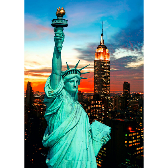 Statue of Liberty and New York City skyline - 3D Lenticular Postcard Greeting Card
