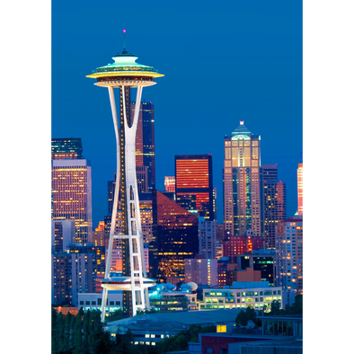 Space Needle and Seattle Skyline - 3D Lenticular Postcard Greeting Card