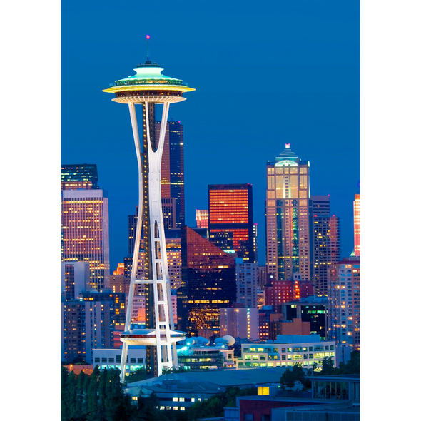 Space Needle and Seattle Skyline - 3D Lenticular Postcard Greeting Card