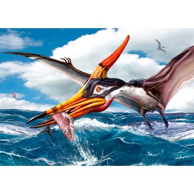 Pteranodon fishing - 3D Lenticular Postcard Greeting Card