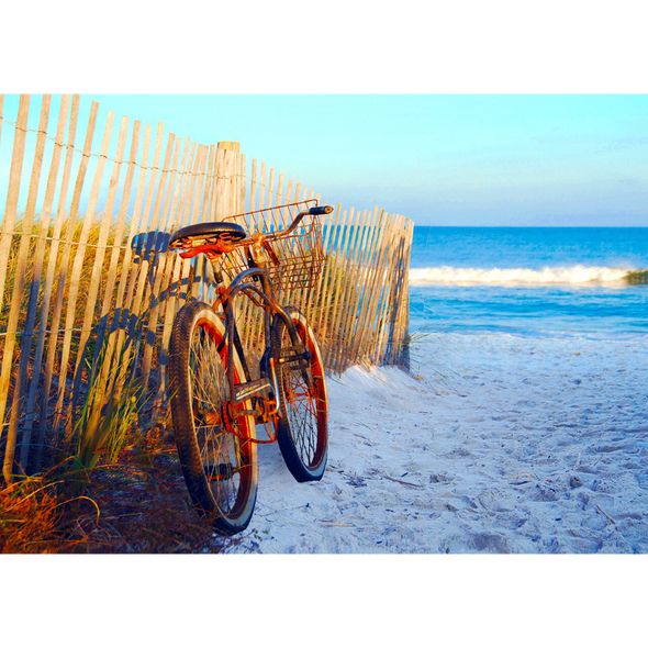Bicycle on Beach - 3D Lenticular Postcard Greeting Card