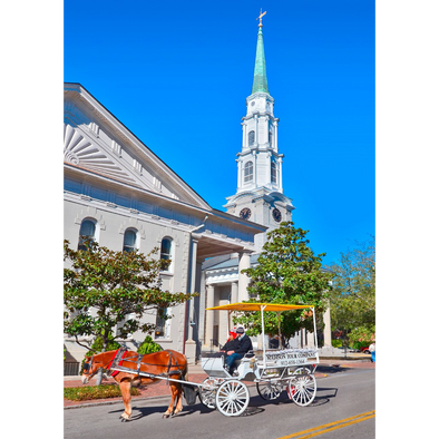 Colonial Church and Carriage - 3D Lenticular Postcard Greeting Card