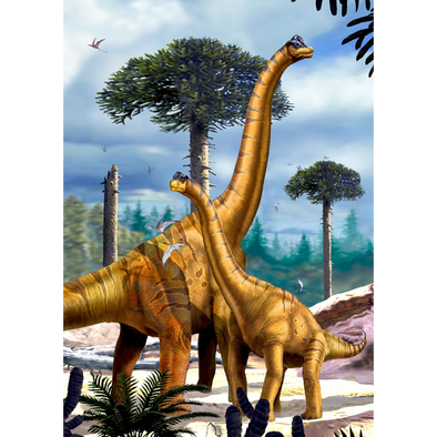 Brachiosaurus with juvenile - Dinosaur - 3D Lenticular Postcard Greeting Card