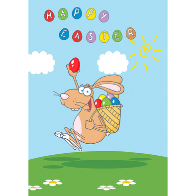 Happy Easter - Bunny Delivering Eggs - 3D Action Lenticular Postcard Greeting Card