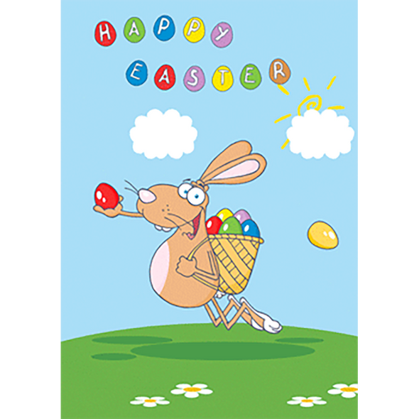 Happy Easter - Bunny Delivering Eggs - 3D Action Lenticular Postcard Greeting Card
