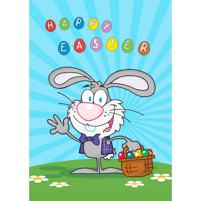 Happy Easter - Professor Bunny Rabbit With a Wave - 3D Action Lenticular Postcard Greeting Card