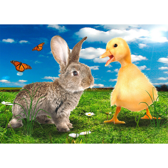Happy Easter - Bunny and Chick - 3D Action Lenticular Postcard Greeting Card