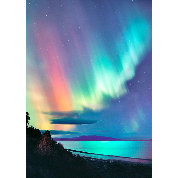 Aurora Borealis - Northern Lights - 3D Lenticular Postcard Greeting Card