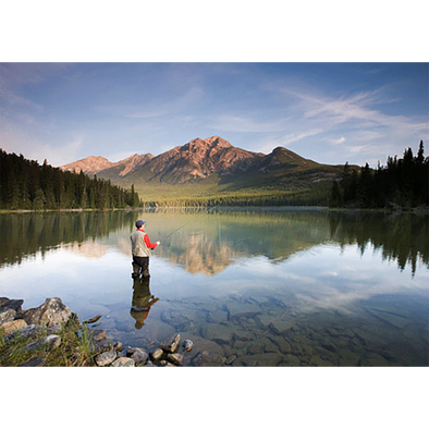 Fly fisherman Enjoys the Solitude - 3D Action Lenticular Postcard Greeting Card