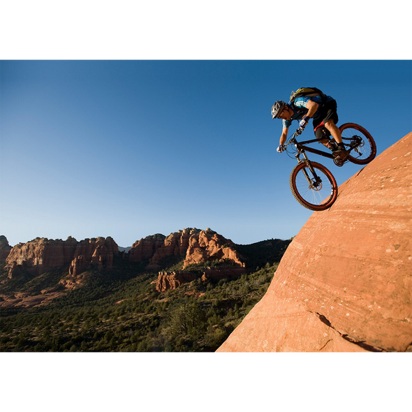 Mountain biker on a steep descent - 3D Lenticular Postcard Greeting Card