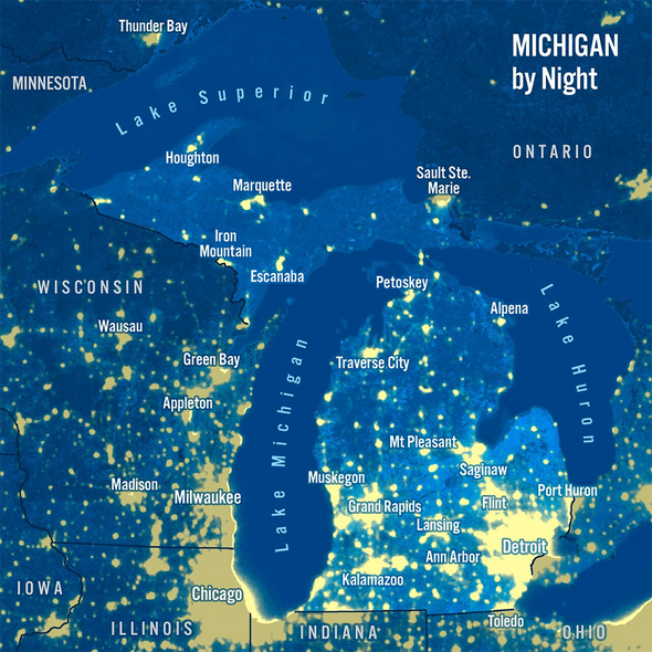 Michigan Map by Day and Night - 3D Action Lenticular Postcard Greeting Card - Maxi