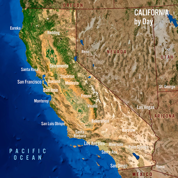 California Map by Day and Night - 3D Action Lenticular Postcard Greeting Card - Maxi