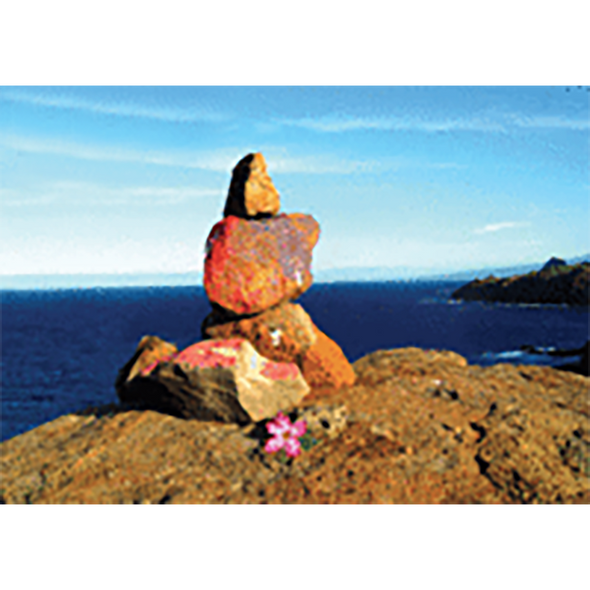 Stone Sculpture at edge of the open Ocean - 3D Lenticular Postcard Greeting Card