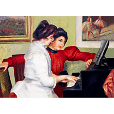 Pierre-Auguste Renoir - Yvonne and Christine Lerolle Playing the Piano (1897) - 3D Lenticular Postcard Greeting Card