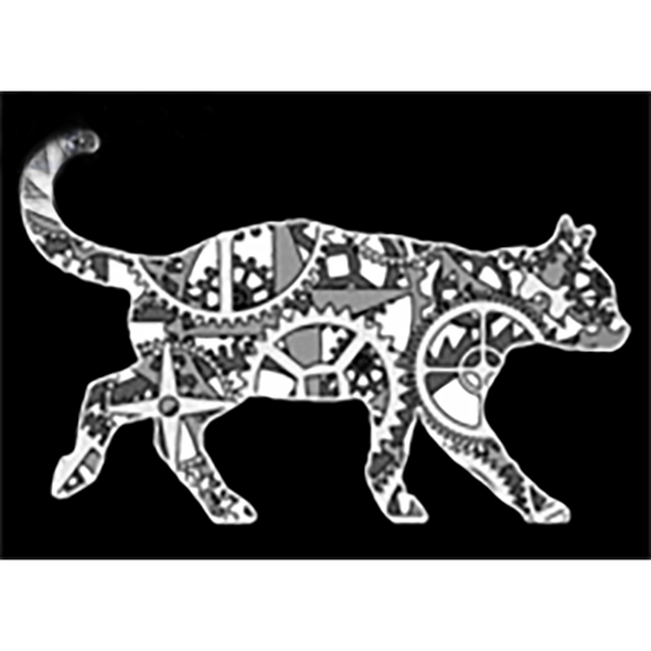 Mechanical Walking Cat (Black) - 3D Action Lenticular Postcard Greeting Card