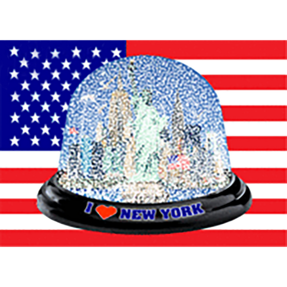 I Love New York - SNOW GLOBE - 3D Action Lenticular Postcard Greeting Card