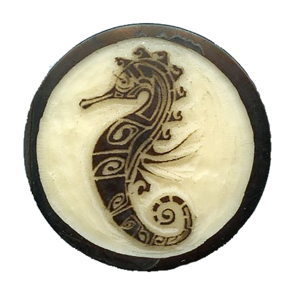 SEAHORSE - 1" MAGNET Tagua Medallion - Vegan, Organic - Native Design - Hand Made - Fair Trade - NEW