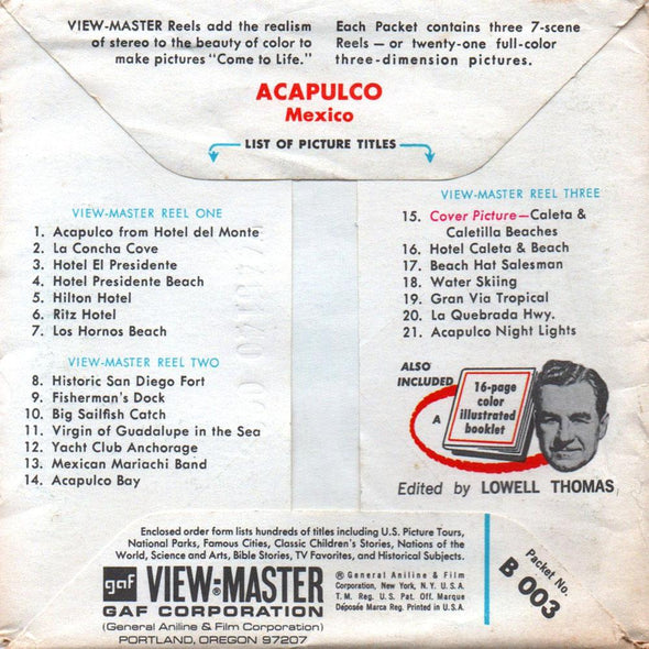 ViewMaster - Acapulco - B003 - Vintage - 3 Reel Packet - 1960s views
