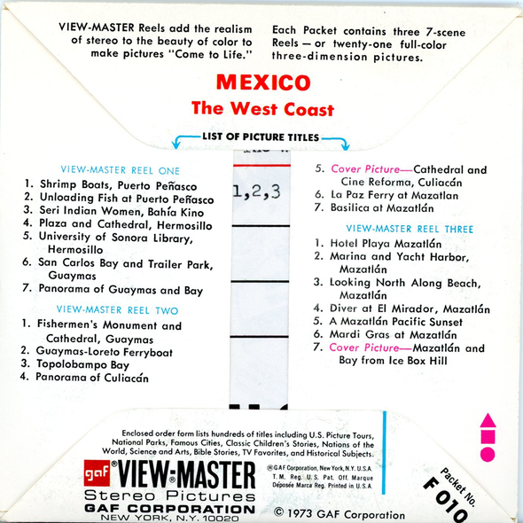 ViewMaster - Mexico - the West - Cost - F010 - Vintage - 3 Reel Paket - 1970s Views