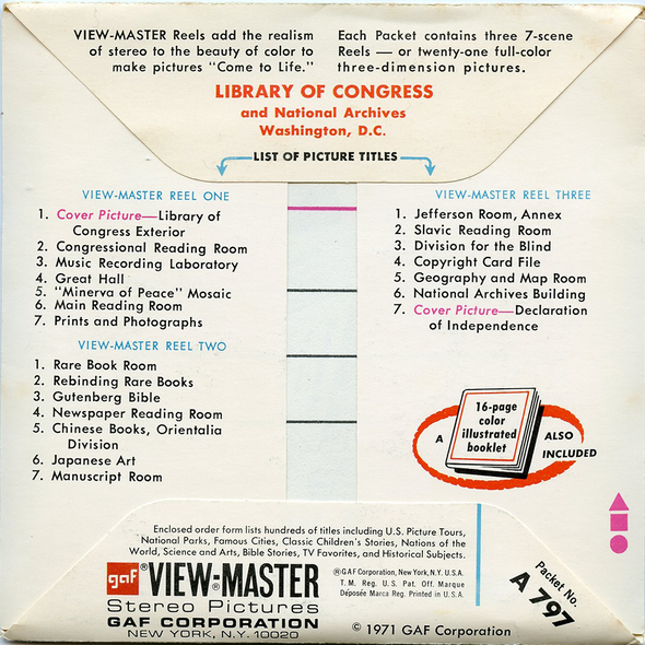 Library of Congress and National Archives - A797 - Vintage Classic View-Master 3 Reel Packet - 1970s views