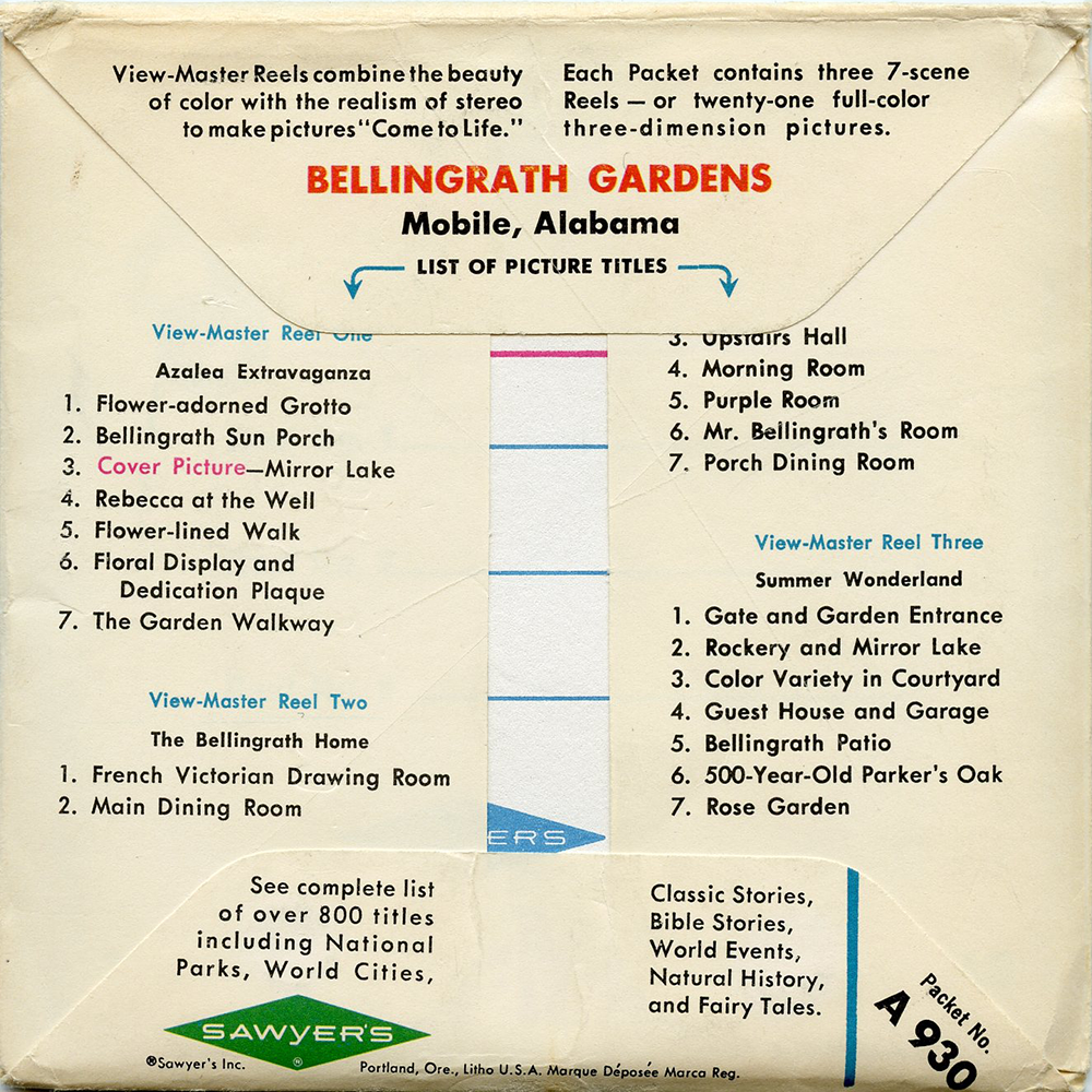 Bellingrath Gardens- Mobile, Alabama - View-Master 3 Reel Packet